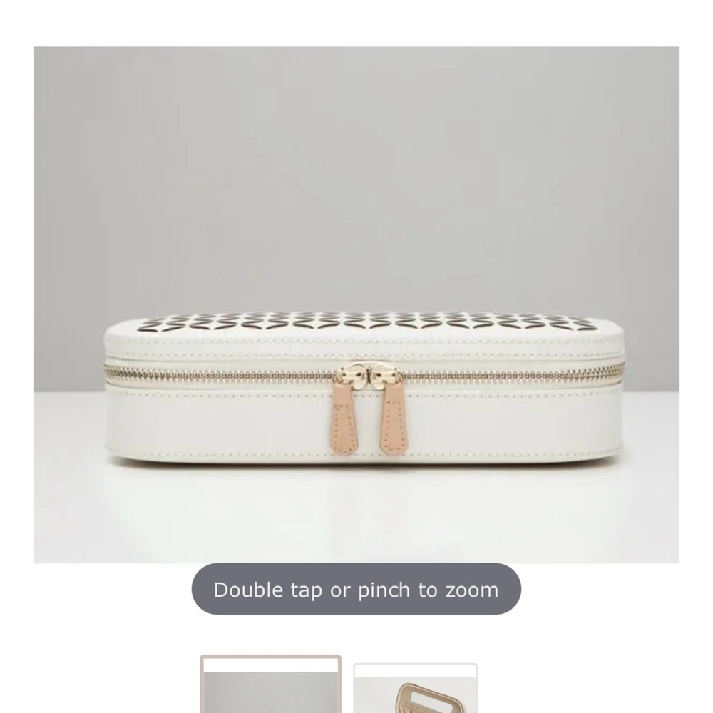 Wolf Chloé Cream Zip Up Leather Jewelry Case nwt - Picture 2 of 8